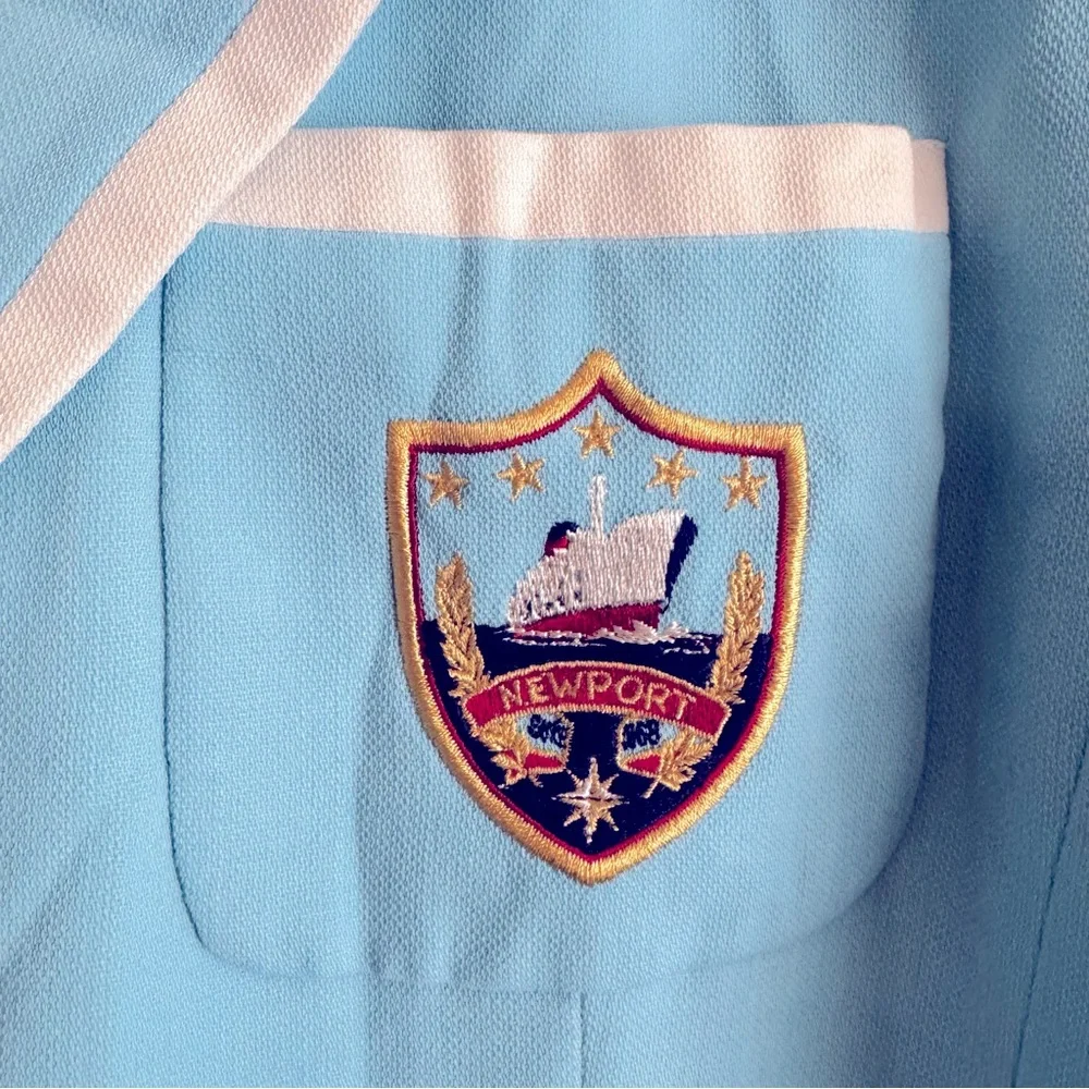 Vintage Mondi Light Pale Blue Nautical Coastal Cruise Blazer Jacket - Picture 4 of 5